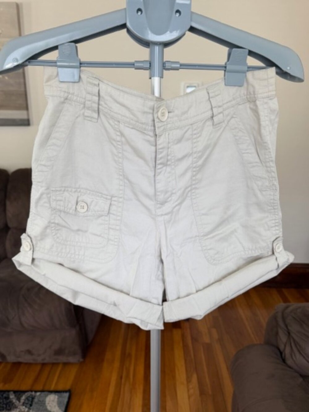 BBC Jeans Women's Tan 100% Cotton Cargo Shorts Tab Hem Size 4